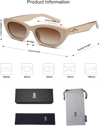 Vista 5 de SOJOS Gafas de sol polarizadas de moda ojo de gato angostas para mujer retro lindos tonos SJ2284