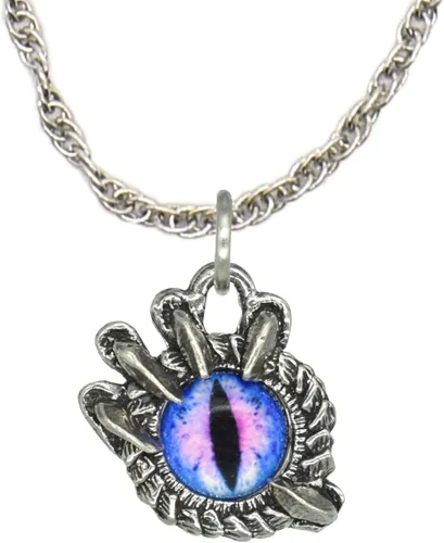 Vista 25 de Collar con colgante gótico, dragón de fantasía, Yin Yang, nórdico vikingo para regalo, estaño, cobre, oro, incluye cadena de plata de 24 pulgadas