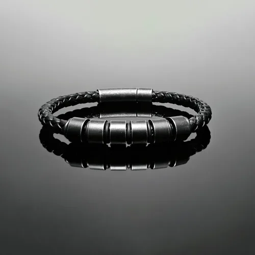 Vista 7 de Pulsera personalizada para hombre con cuentas de nombre personalizadas, pulsera de cuero trenzado personalizada grabada con 2-6 nombres