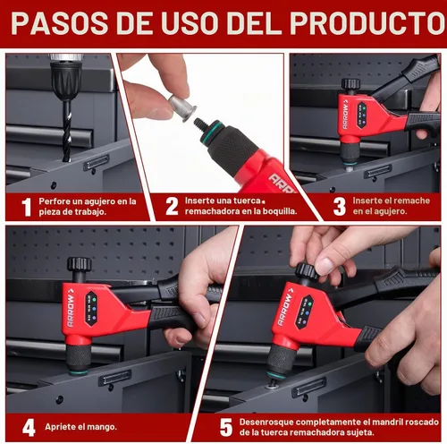 Vista 7 de Herramienta de tuerca de remache de flecha, kit de pistola de tuerca