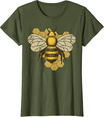 Vista 27 de Retro Beekeeper Beekeeper Honey Bumblebee Vintage Saves Bees T-Shirt Asphalt Grey