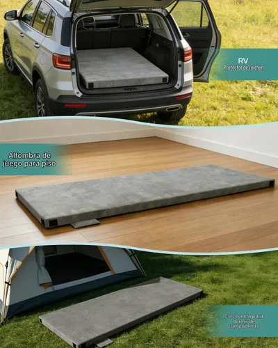 Vista 8 de Releep 3 Inch Dual-Sided Memory Foam Camping Mattress, Waterproof Camping Sleeping Pad with Portable Pillow & Carry Bag, Roll Up Cot Mattress Mat