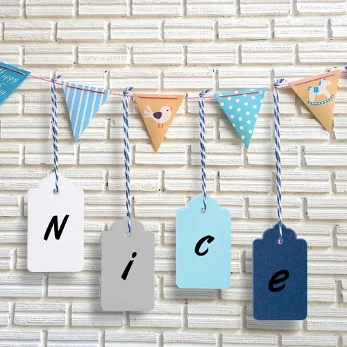 Vista 5 de Primbeeks 125 unidades, etiquetas de regalo premium, etiquetas de papel kraft de 5 colores con cordón, disponibles en doble cara, etiquetas