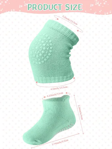 Vista 2 de Juego de 10 pares de rodilleras antideslizantes para bebés y calcetines antideslizantes para bebés, unisex para niños pequeños, calcetines