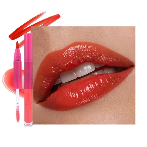 Vista 20 de evpct Lápiz labial líquido mate malva con aceite de labios, acabado brillante, lápiz labial 2 en 1, resistente al agua de larga duración