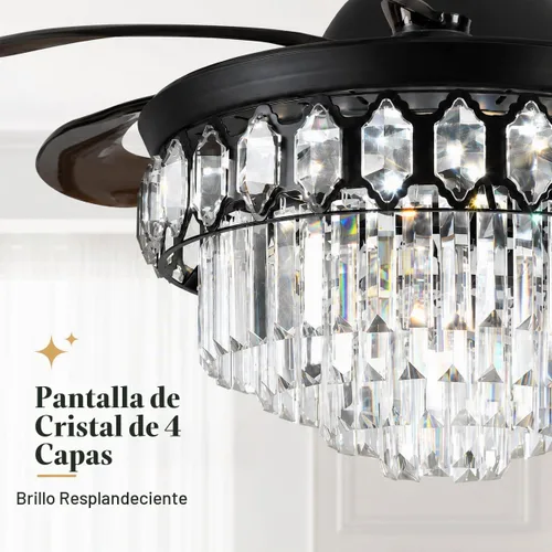 Vista 6 de Ventilador de techo de cristal moderno Fandian de 42 pulgadas con luces 3 - Capa de cristal