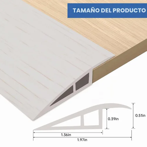 Vista 2 de FONUNO - Tira de transición de vinilo autoadhesiva para umbral de puerta Tira de transición para pisos, rampas de umbral de goma para puertas
