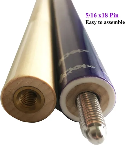 Vista 5 de Palo de billar de 58", kit de tacos de billar ergonómicos de madera dura de arce de 2 piezas de 13 mm, 19/20/21 onzas