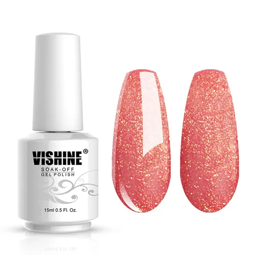 Vista 8 de Vishine Soak-Off Esmalte de gel UV LED Nail Art Manicura Laca Oscuro Salmón Color 006