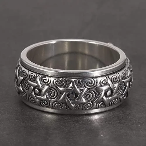 Vista 2 de Anillo giratorio de plata con estrella de David Anillo pesado giratorio de estrella de 0.354 in para hombre Joyería de plata de ley 925