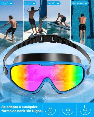 Vista 7 de Aegend - Nuevas gafas de natación de visión amplia para adultos, con protección antiniebla/UV, sin fugas, con tapones para los oídos para hombres