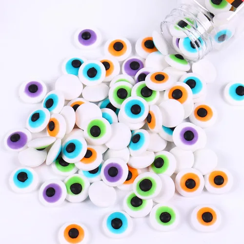 Vista 14 de Gránulos de globo ocular sangriento para decoración de pasteles, huesos de perro rojos, chispas comestibles de caramelo para decoración de cupcakes