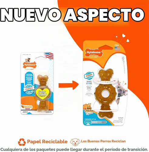 Vista 3 de Nylabone Anillo de dentición masticable para cachorros, juguete de hueso Anillo de hueso