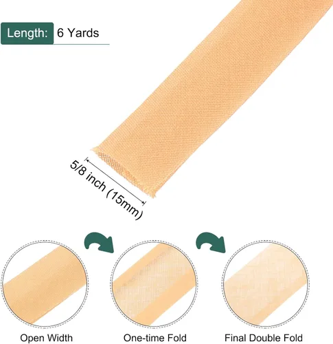 Vista 243 de MECCANIXITY Cinta al bies de doble pliegue de 1/2 pulgada de poliéster continuo a granel para costura, costura, dobladillo, encuadernación y Beige