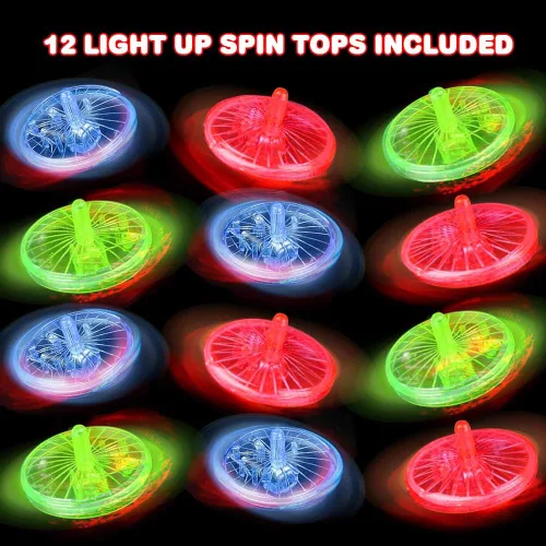 Vista 2 de ArtCreativity Juguetes giratorios iluminados, juego de 12, juguetes giratorios intermitentes con efectos LED, recuerdos de fiesta de cumpleaños