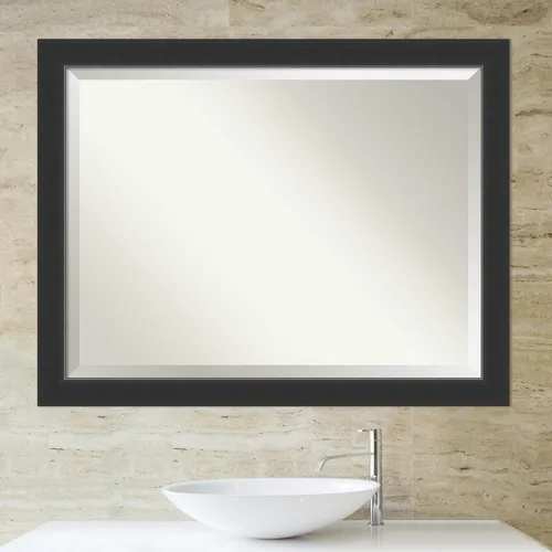 Vista 6 de Amanti Art Espejo de baño de madera, espejo de pared negro Corvino para usar como espejo de tocador de baño sobre el fregadero (35 x 45 pulgadas)