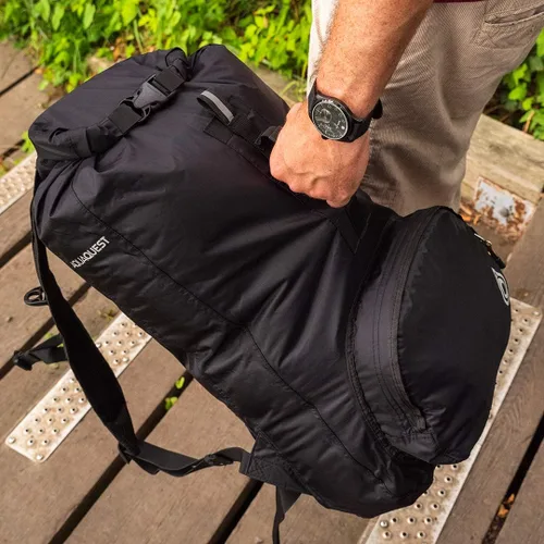 Vista 7 de AquaQuest Himal Mochila - Bolsa seca 100% impermeable de 30L - Ligera - Azul, Negro