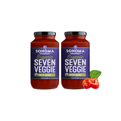 Vista 20 de Sonoma Gourmet Tomate cherry con salsa de pasta de albahaca USDA orgánico, sin OMG, sin gluten y sin azúcar añadido, hecho con ingredientes