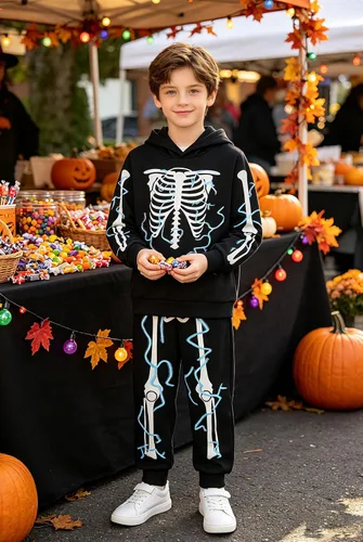 Vista 4 de Conjunto de pantalones con capucha y capucha para niños y niñas de 5 a 12 años Halloween 5