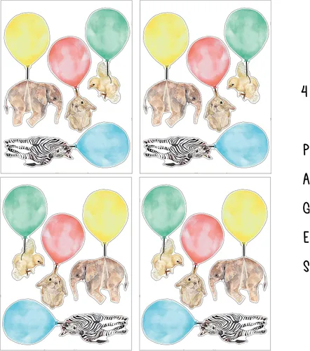Vista 5 de Vieli Arte - Calcomanías de pared de acuarela de animales transparentes pequeños con globos transparentes. Calcomanías pintadas a mano, cebra