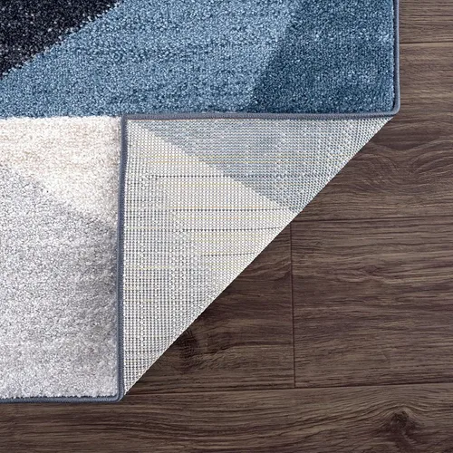 Vista 7 de Abani Rugs - Alfombra contemporánea con triángulos geométricos, rectangular, resistente a las manchas turcas de 5 x 8 pies, gris y azul