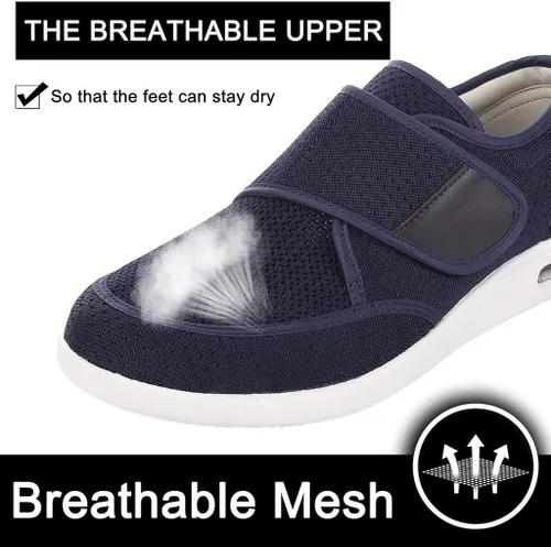 Vista 4 de Elitechoice Zapatos para diabéticos para hombres, zapatos para diabéticos de ancho ancho, cierre ajustable, ligeros, transpirables, pies hinchados