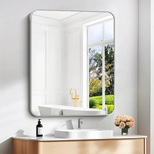 Vista 31 de DESBING 16"x20" Bathroom Mirror for Over Sink, Black Framed Wall Mirror Negro