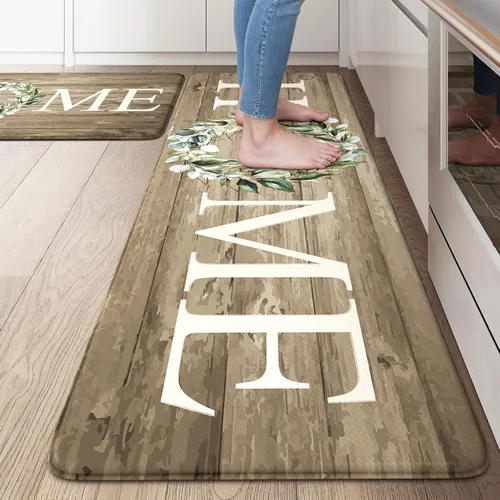 Vista 25 de KIMODE - Alfombra de cocina antifatiga para el piso, de 17.3 x 29 pulgadas, alfombra de cocina de estilo rústico, antideslizante, acolchada
