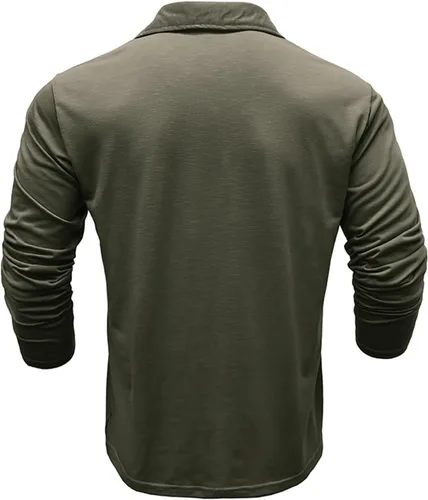 Vista 4 de PICKLION Camisas polo de manga larga para hombre, cuello de solapa con botones, ajuste regular