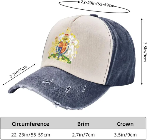 Vista 5 de Reino Unido Inglaterra Escudo Real Reino Unido Gorras de béisbol lavadas Fusión Colores que fluyen Espíritu aventurero, Azul marino