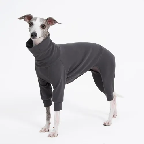 Vista 7 de Ropa interior mullida de algodón acogedora para galgos italianos, whippets, pijamas y overoles súper suaves y cálidos (S, gris)