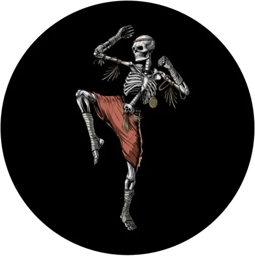 Vista 3 de Esqueleto Muay Thai Boxeo Karate Kickboxing Artes Marciales PopSockets Grip y soporte para teléfonos y tabletas