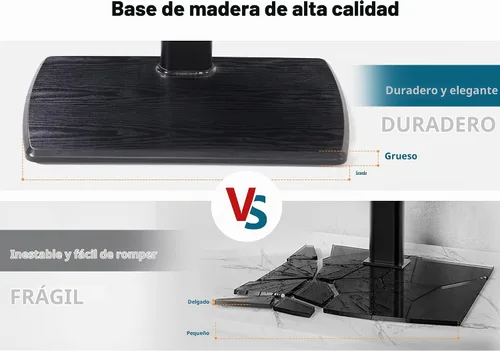 Vista 5 de FITUEYES Soporte de suelo de TV para sala de estar, dormitorio, soportes de TV altos con base de madera resistente para televisores de 32, 39, 40