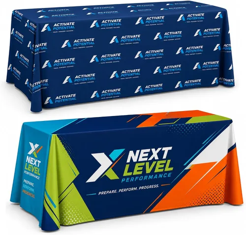 Vista 10 de Mantel y camino de mesa con logotipo personalizado UV Center, mantel ajustable personalizado con diseño, imagen y texto, se adapta a mesas de 4, 6