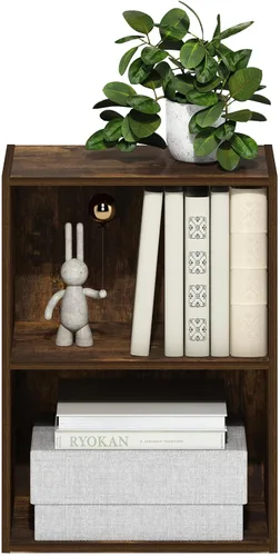 Vista 4 de Furinno LUDER - Estantería de libros, estantería moderna de 2 niveles, estantería abierta de 9 x 16 x 21, para sala de estar, dormitorio, oficina
