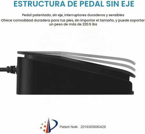 Vista 3 de iKKEGOL Pedal de pie USB mejorado con interruptor óptico de un solo control de tecla programable para teclado de computadora y ratón de juego HID