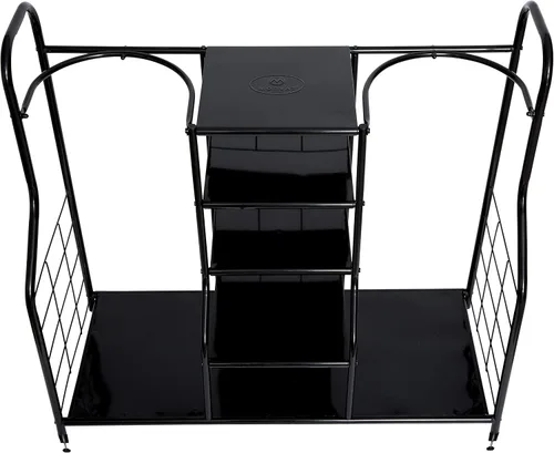 Vista 7 de Morvat Organizador de golf, soporte doble de metal negro extra grande, manera perfecta de almacenar y organizar tus bolsas de golf, clubes, pelotas