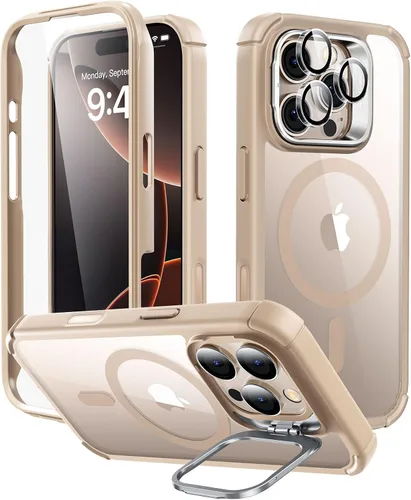 Vista 12 de ESR - Funda completa para iPhone 14 Pro Max, con soporte, MagSafe, a prueba de caídas de grado militar, protector de pantalla incorporado de vidrio