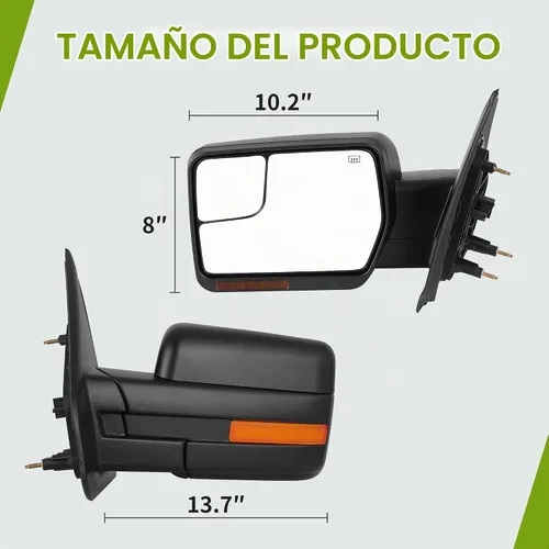 Vista 7 de AUTOSAVER88 Espejo de remolque compatible con Ford F150 2004-2014 lado