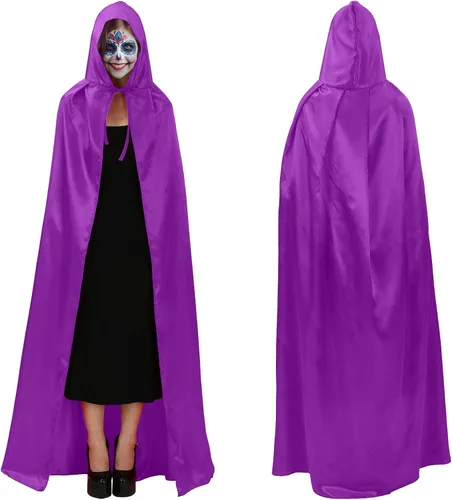 Vista 7 de MoDooris Capa unisex con capucha de longitud completa, disfraz de Halloween, cosplay, bata, disfraz de bruja vampiro, accesorios de 43 a 65.7