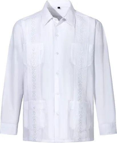 Vista 14 de Camisas guayabera de manga larga para hombre