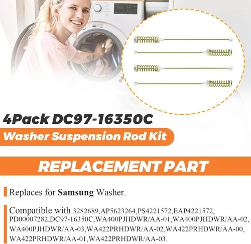 Vista 7 de Kit de varillas de suspensión para lavadora WA50R5200AW DC97-16350C (paquete de 4) por Beaquicy - Reemplazo para arandelas Samsung - Reemplaza
