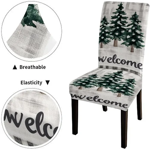 Vista 178 de CAPSCEOLL Christmas Dining Chair Covers,Snowflakes Festive Winter Pattern Stretch Chair Covers for Dining Room Set of 2 Washable Spandex Parson