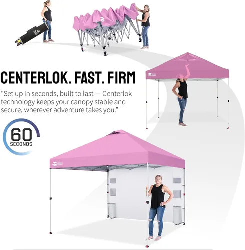 Vista 6 de CROWN SHADES Tienda de campaña desplegable de 10 x 10 con bolsillos Rosa