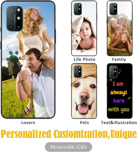 Vista 2 de Funda personalizada para OnePlus 8T con nombre de foto y texto, personalizado One Plus 8 T para teléfono móvil/smartphone/teléfono móvil/teléfono