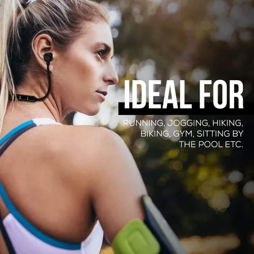 Vista 4 de iJoy auriculares Bluetooth inalámbricos deportivos IPX4 a prueba de sudor, audífonos deportivos con micrófono, auriculares con cancelación de ruido