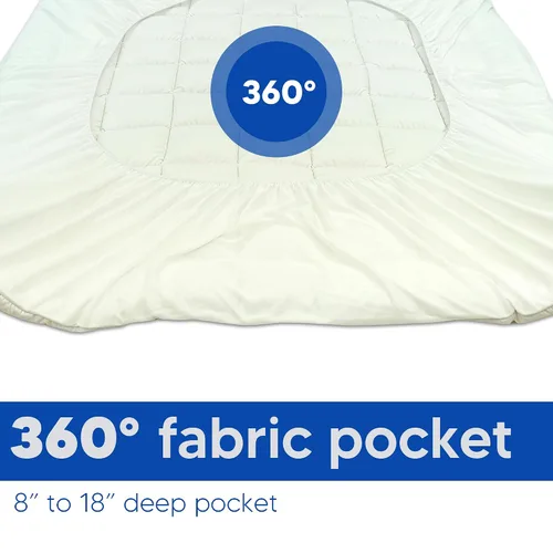 Vista 6 de Treaton, Protector acolchado para colchón, protector elástico ajustable, funda que se estira hasta 18 pulgadas de profundidad, lavable a máquina