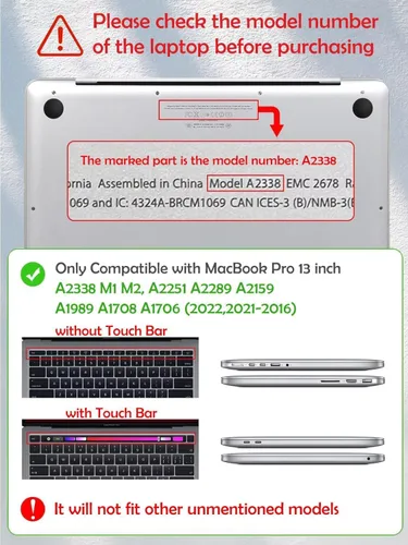 Vista 2 de Fancity Funda compatible con MacBook Pro de 13 pulgadas con Touch Bar versión 2022-2016, chip M2 M1 A2338/A2289/A2251/A2159/A1989/A1706, carcasa