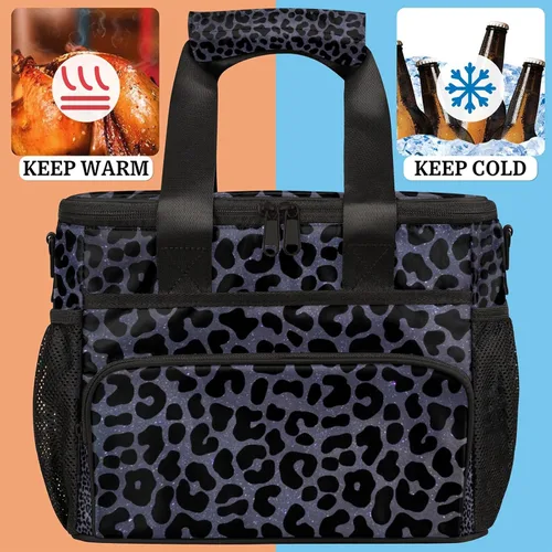 Vista 5 de Pardick Bolsa térmica suave con aislamiento de leopardo de galaxia para hombres y mujeres, lonchera grande a prueba de fugas, enfriador de playa