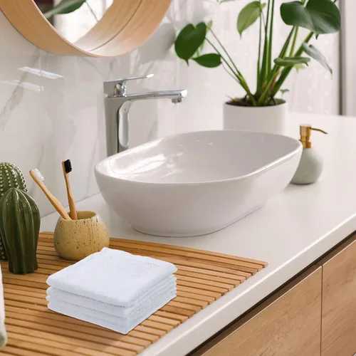 Vista 4 de Oudain 100 paños de limpieza blancos reutilizables a granel, trapos de limpieza de algodón, paños de cocina absorbentes, trapos de cocina pequeños